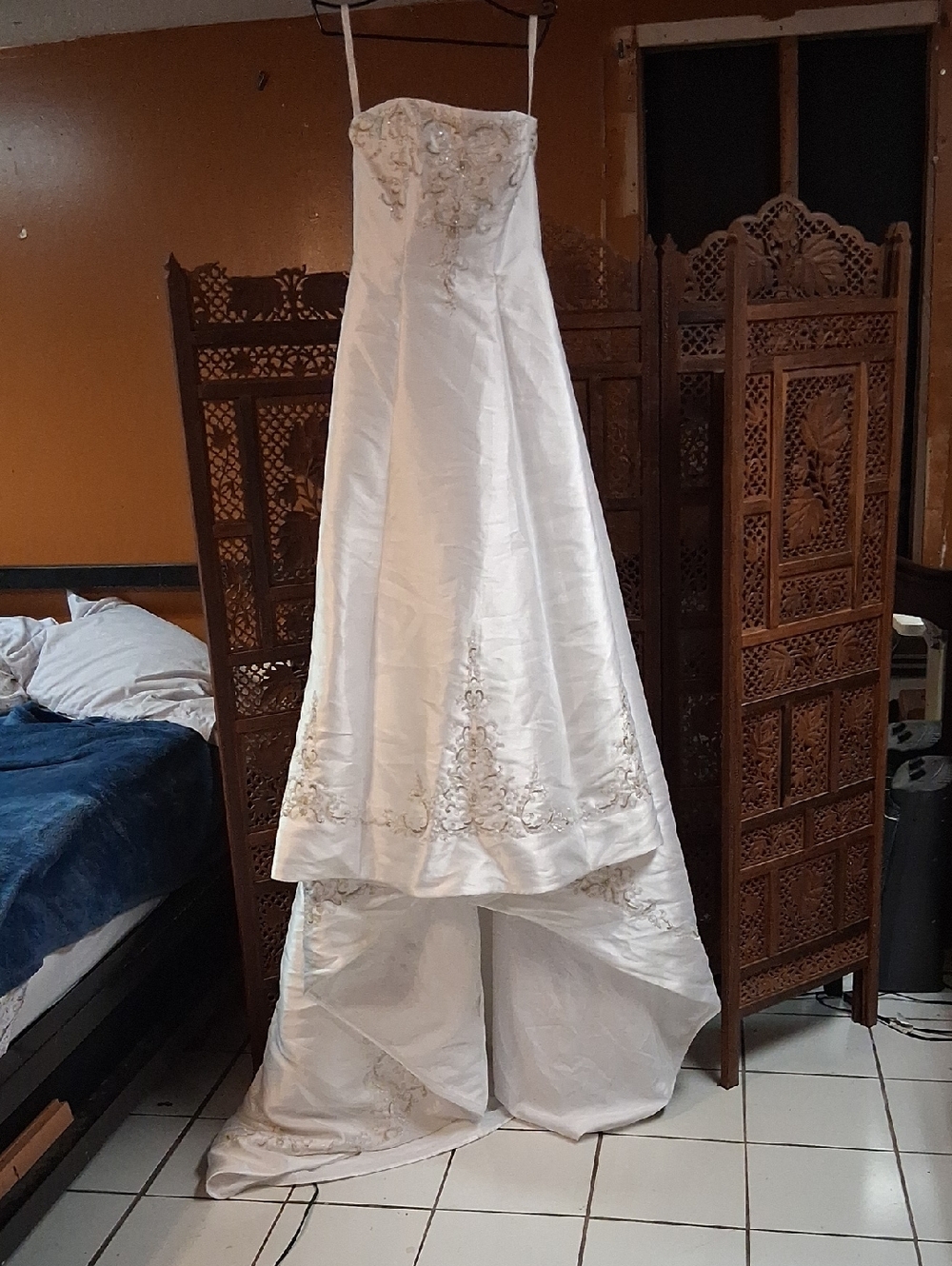 Mary's Bridal White Strapless Embroidered A-Line Gown-18